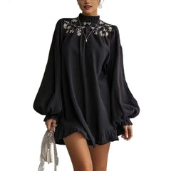 Retro Floral Embroidery A-Line Mini Dress