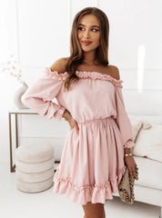 Off-Shoulder Ruffle Mini Dress