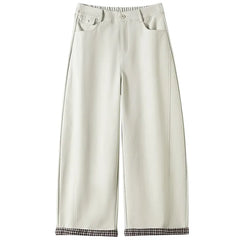 High Waist Contrast Trim Wide Leg Pants