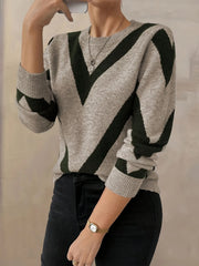 Geometric Chevron Color Block Knit Sweater