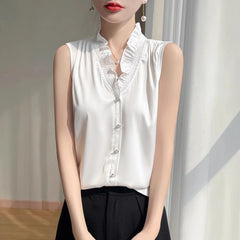 Sleeveless Satin Blouse