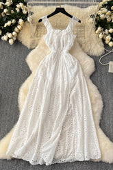 Lace Embroidery Hollow Sleeveless Maxi Dress