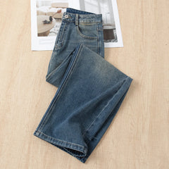 High Waist Washed Wide Leg Jeans
