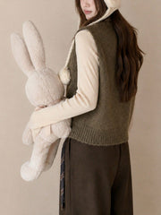 Brown Collared Button Knit Sweater Vest