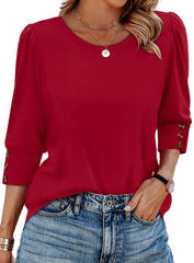 3/4 Puff Sleeve Blouse
