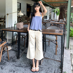 Tooling Pocket Cropped Flare Casual Pants