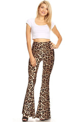 Bohemian Floral Print Elastic Waist Micro Flared Casual Pants