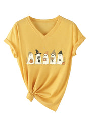 Cute Fall Ghosts Halloween V‑Neck T‑Shirt