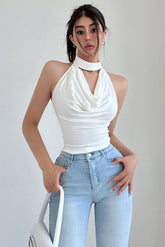 Halter Backless Ruffle Vest Tank Top