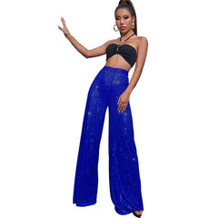 Sequin Stripe High Waist Wide Leg Pants