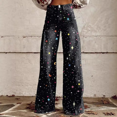 Printed Flare Work Pants
