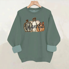 Halloween Pumpkin Thankful Letter Graphic Sweatshirt