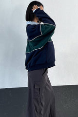 Contrast Letter Print Drop Sleeve Sweatshirt