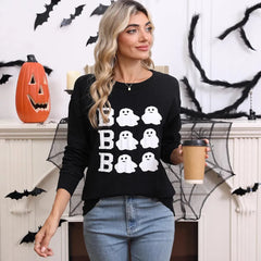 Halloween Boo Ghost Crew Neck Sweater