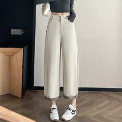 High Waist Contrast Trim Wide Leg Pants