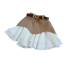 Contrast Color Block Ruffle Mini Skirt