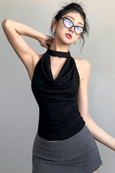 Halter Ruffle Vest Tank Top