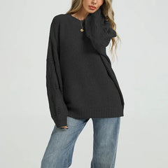 Round Neck Loose Hollow Knit Pullover Sweater
