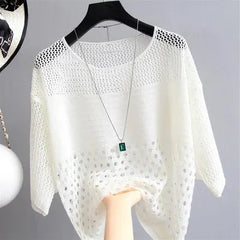 Hollow Out Batwing Sleeve Knit Top