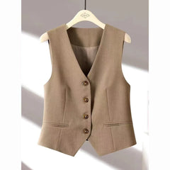V Neck Button Down Tailored Waistcoat Casual Formal Blazer Vest