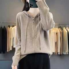 Double Zip Up Cable Knit Sweater Coat