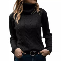 Thick Cable Knit Turtleneck Sweater, Classic Warm Long Sleeve Winter Jumper