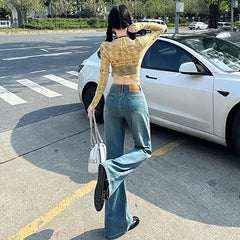 High Waist Micro Stretch Vintage Flare Denim Jeans