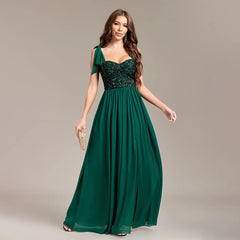 Beaded Chiffon Split Formal Maxi Dress