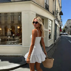 Vintage White Polka Dot Mini Summer Dress