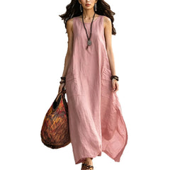 Solid Color Sleeveless A-line Maxi Dress
