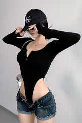 Long Sleeve Zip Tight Bodysuit