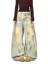 Mid‑Waist Vintage Washed Loose Wide Leg Jeans