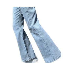 High Waist Solid Wide Leg Casual Denim Jeans