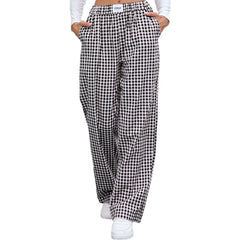 Gingham High Waist Wide Leg Pants