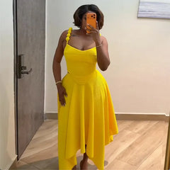 Strap Asymmetric Hem Midi Dress