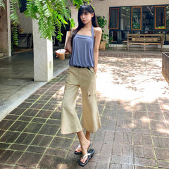 Tooling Pocket Cropped Flare Casual Pants