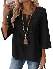 Casual 3/4 Sleeve Loose Fit Tunic Top