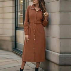 Brown Suede Shirt Dress