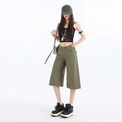 High Waist Straight Cropped Denim Pants