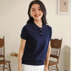 Preppy Style Crew Neck Knitted Top