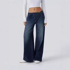 Ultra Low Waist Micro Stretch Washed Retro Loose Straight Denim Jeans
