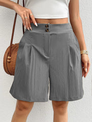 High Waist Pleated Wide Leg Shorts