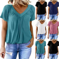 V Neck Ruched Puff Sleeve Top
