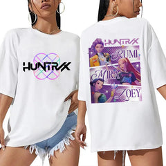 Anime Cartoon Double Sided Print Round Neck Short Sleeve Modal Oversized T-Shirt