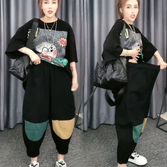 Color Block Patchwork Casual Pants