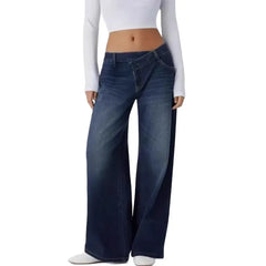 Ultra Low Waist Micro Stretch Washed Retro Loose Straight Denim Jeans