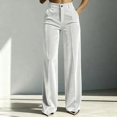 Mid-High Waist Golden Velvet Straight Leg Suit Pants