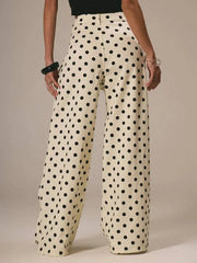 Polka Dot High Waist Straight Wide Leg Pants