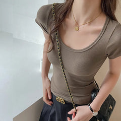 U-Neck Short Sleeve Slim Modal Basic Tee