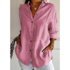 Solid Color Button Down Long Sleeve Shirt,